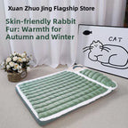 Faux Fur Pet Bed Mat with Detachable Washable Cover