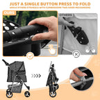 Magshion Foldable 3-Wheel Pet Jogger Stroller with Storage Basket & Cup Holder