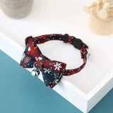 Breakaway Christmas Cat Collar with Bow Tie & Bell (Plaid)
