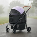 Foldable Large Dog Wagon with Adjustable Handle, 360° Swivel Wheels & Easy-Clean Interior