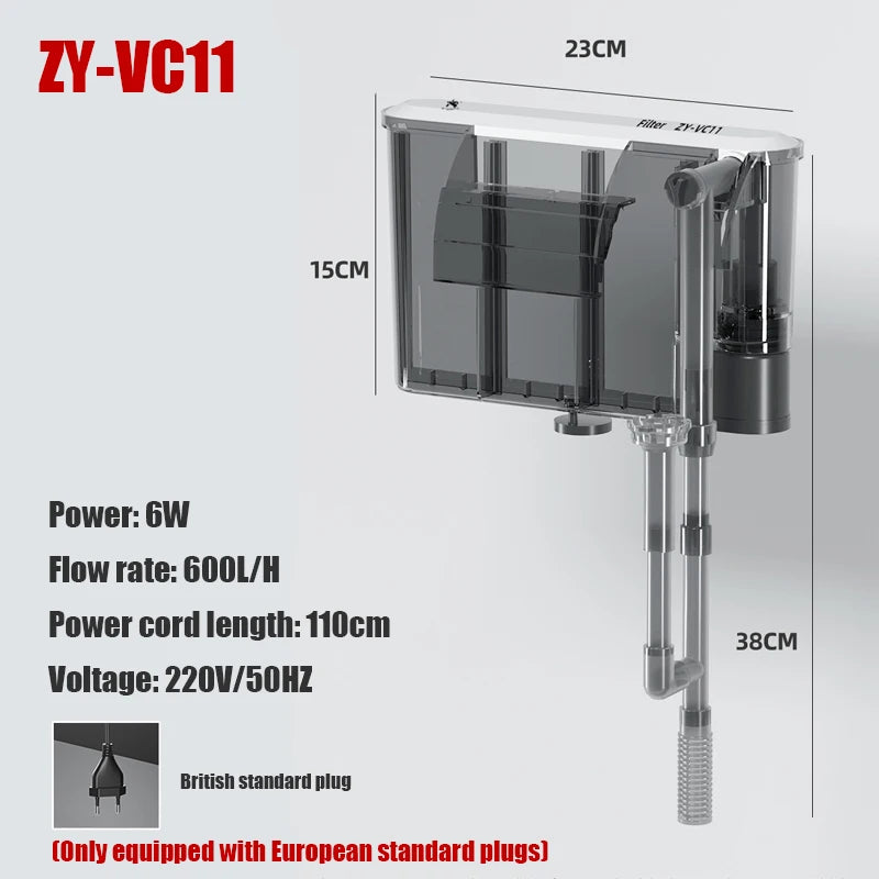Wall-Mounted 3-in-1 Aquarium Waterfall Filter Pump (110V/220V)