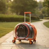 Pet Carrier with Wheels Transparent Pet Carrier Suitcase Hard-Sided Cats, Small Dogs, Travel, Airport, Professional Visits