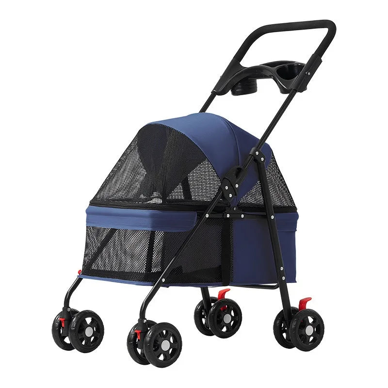 Lightweight Foldable Pet Pushchair Stroller for Small Dogs & Cats up to 15 lbs