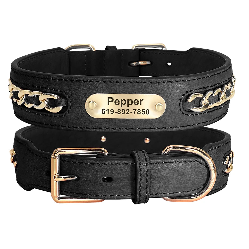 Custom Engraved Leather Dog Collar