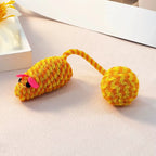 Knitted Mouse Ball Toy with Rustling Tail — Crinkle Sound Cat Toy