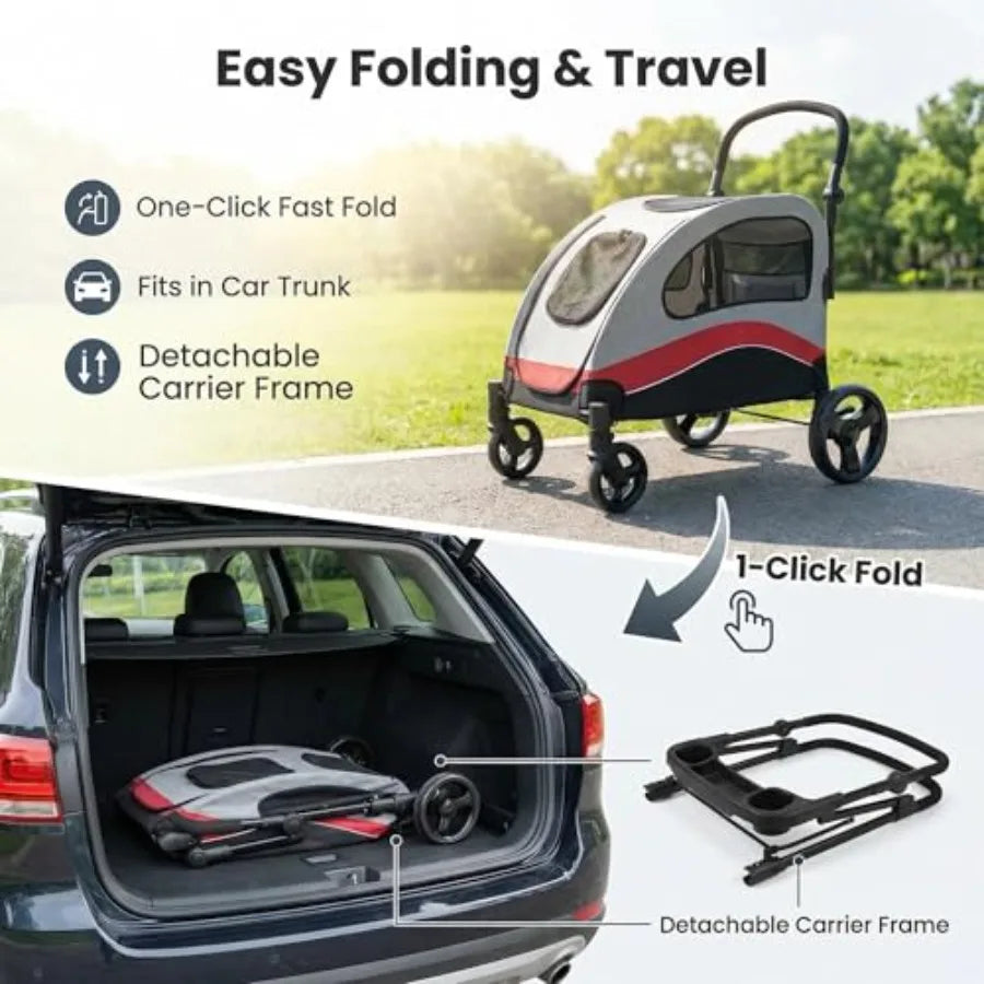 Large Dog Pet Stroller with Breathable Mesh & Smooth Rolling Wheels for Large Dogs