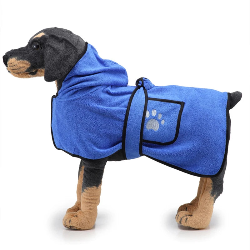 Microfiber Dog Bath Towel — Super-Absorbent Wearable Robe, XS–XL