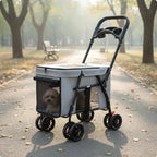 Collapsible Lightweight Pet Stroller with Rear Brakes — Easy-Access Cat & Dog Stroller for Walks & Outdoor