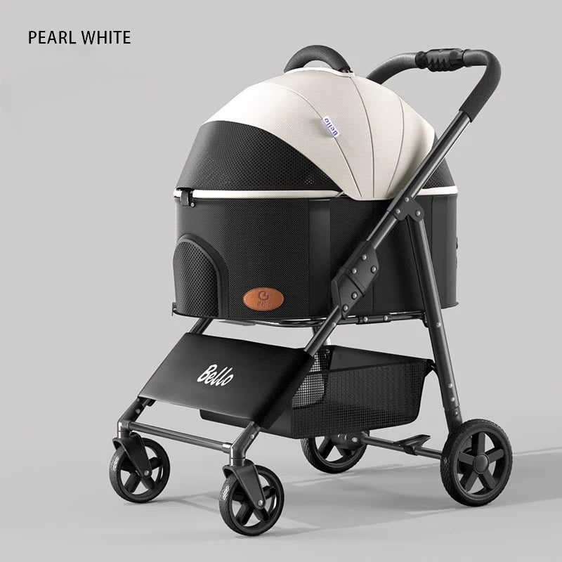 Ultra-Lightweight Foldable Pet Stroller with Detachable Carrier for Cats & Dogs