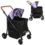 Foldable Pet Jogger Stroller with Reflective Strip & Adjustable Handle — Max 33 lbs