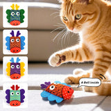 4-Piece Faux Feather Cat Toy Set — Interactive Bell Toys for Cats