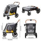 One-Click Folding 4-Wheel Jogger Wagon Stroller for Large Dogs with Storage Pockets