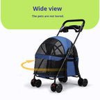 Luxury Lightweight Foldable Outdoor Pet Stroller with Detachable Mesh Storage Basket