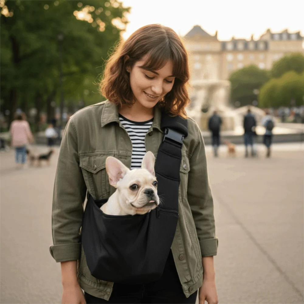 Double-Sided Pet Crossbody Carrier Bag (Large Capacity, Safety Harness)