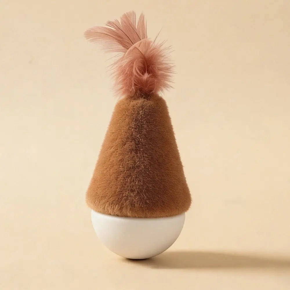 Feather Tumbler Wobbler Cat Toy — Bite-Resistant Self-Righting Solo Play Teaser