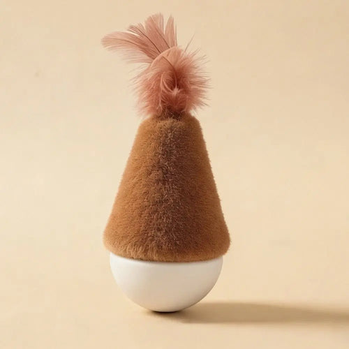 Feather Tumbler Wobbler Cat Toy — Bite-Resistant Self-Righting Solo Play Teaser