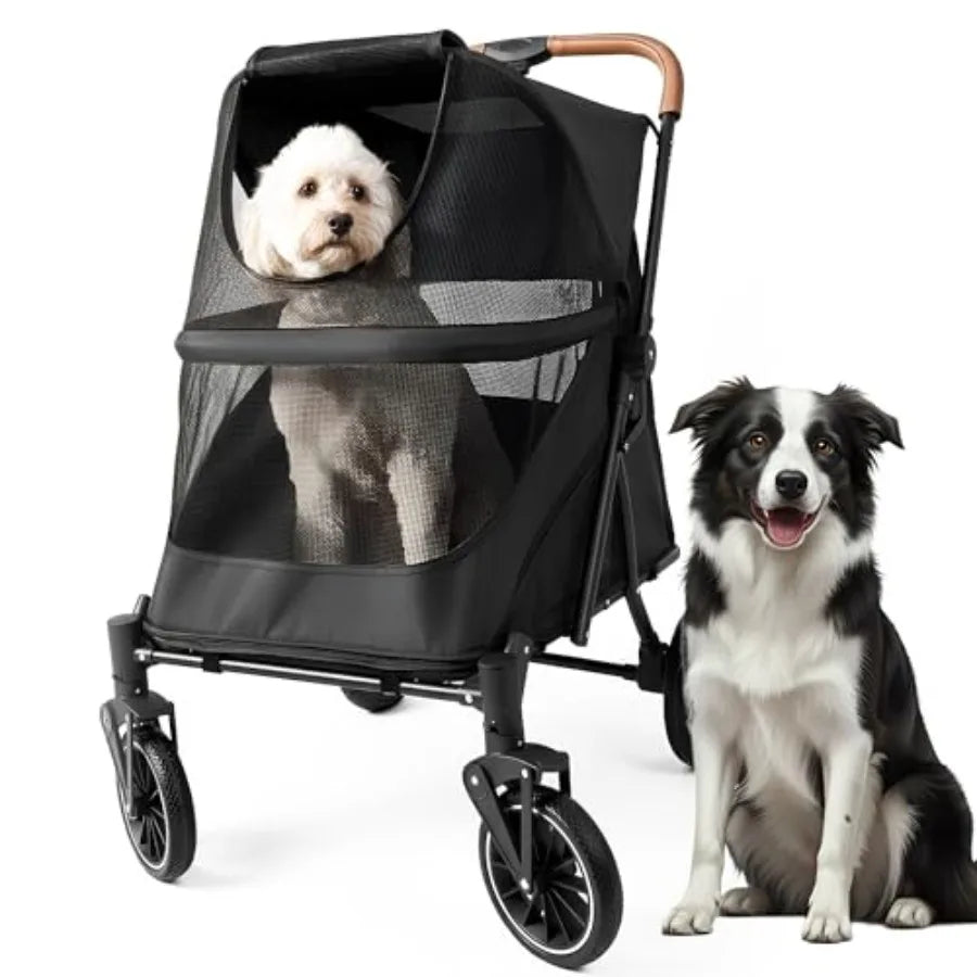 Premium All-Terrain Dog Stroller with Carbon Steel Frame for Medium Dogs — Max 55 lbs