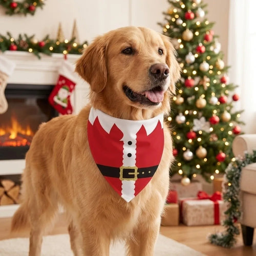 Christmas Tie-On Dog Bandana (Red & Green, Adjustable)