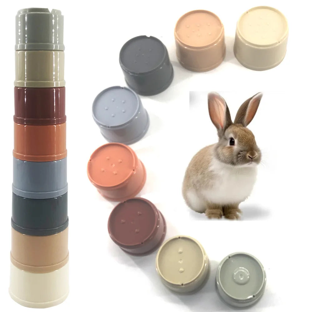 Stacking Cup Puzzle Toy Set — 8-Piece Nesting Toy for Small Pets
