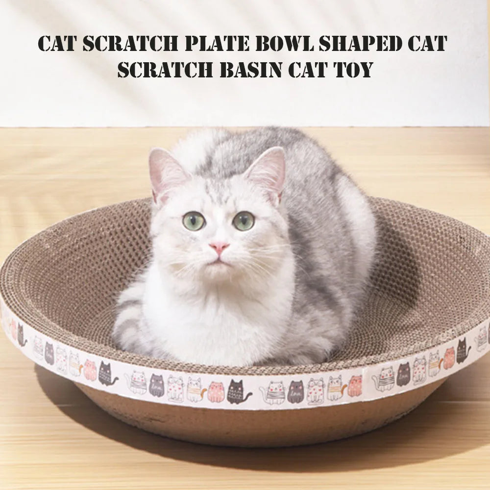 2-in-1 Cardboard Cat Scratcher Bowl Bed