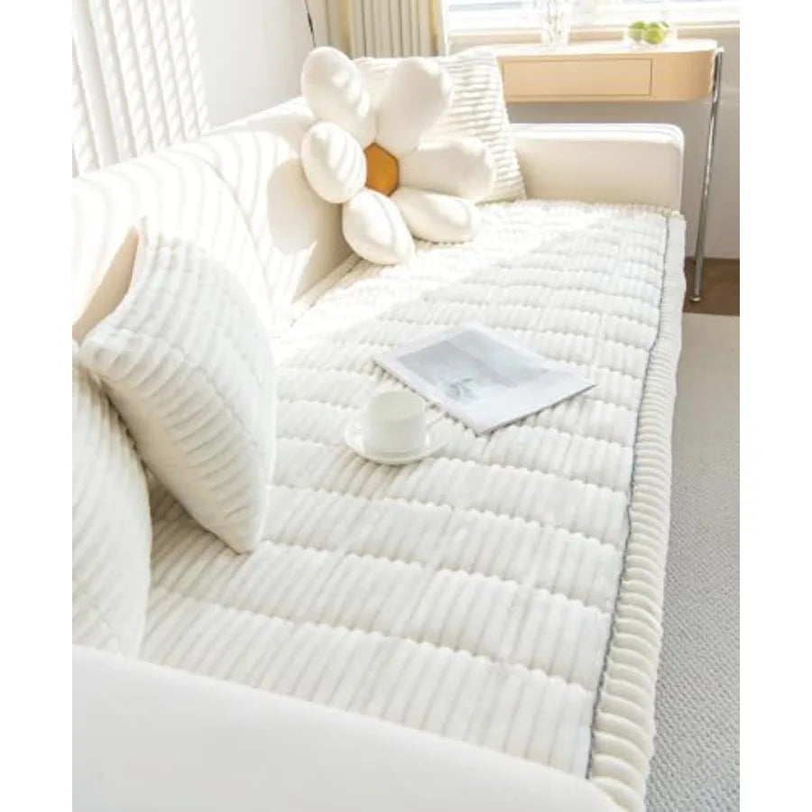 Faux Fur Dog Couch Cover with Non-Slip Backing