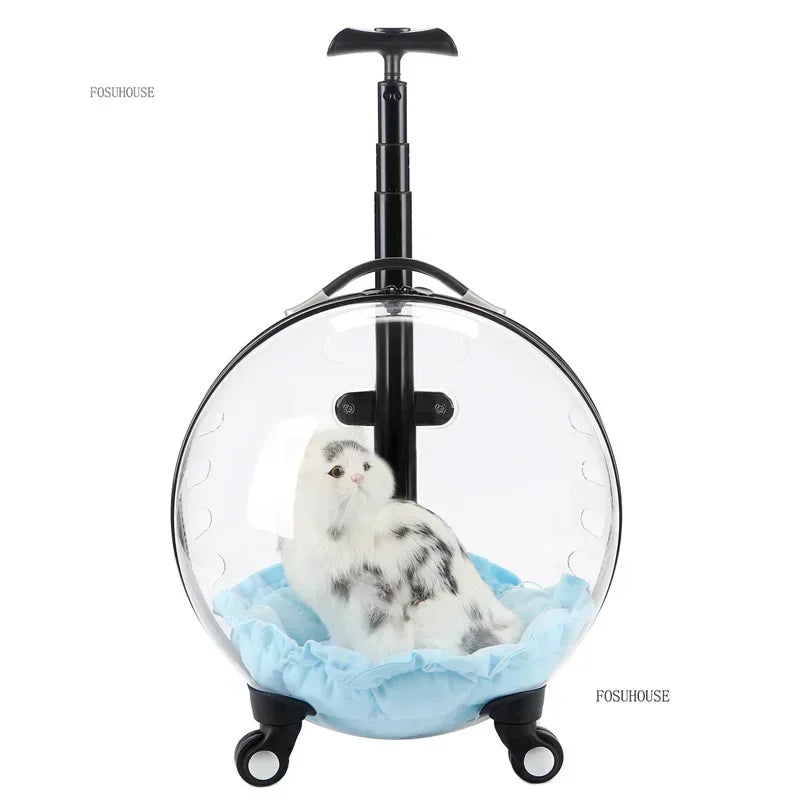 Transparent Foldable Pet Stroller Trolley for Cats & Dogs — Lightweight Compact Portable Outdoor Carrier