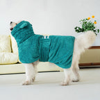 Thickened Microfiber Dog Bathrobe — Adjustable High Collar for Medium & Large Dogs