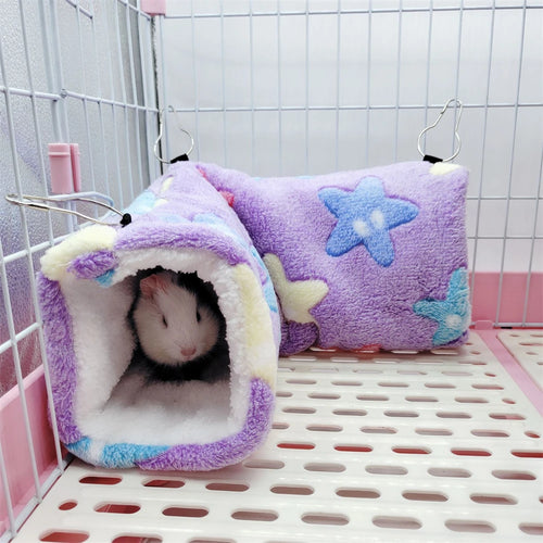 Plush Hammock Tunnel — Cozy Cage Hideout for Hamsters & Small Pets