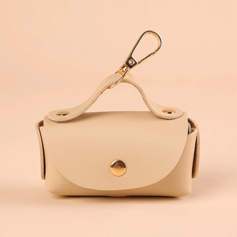 Leather Pet Waste Bag Dispenser with Keychain (Multi-Color, Lightweight)
