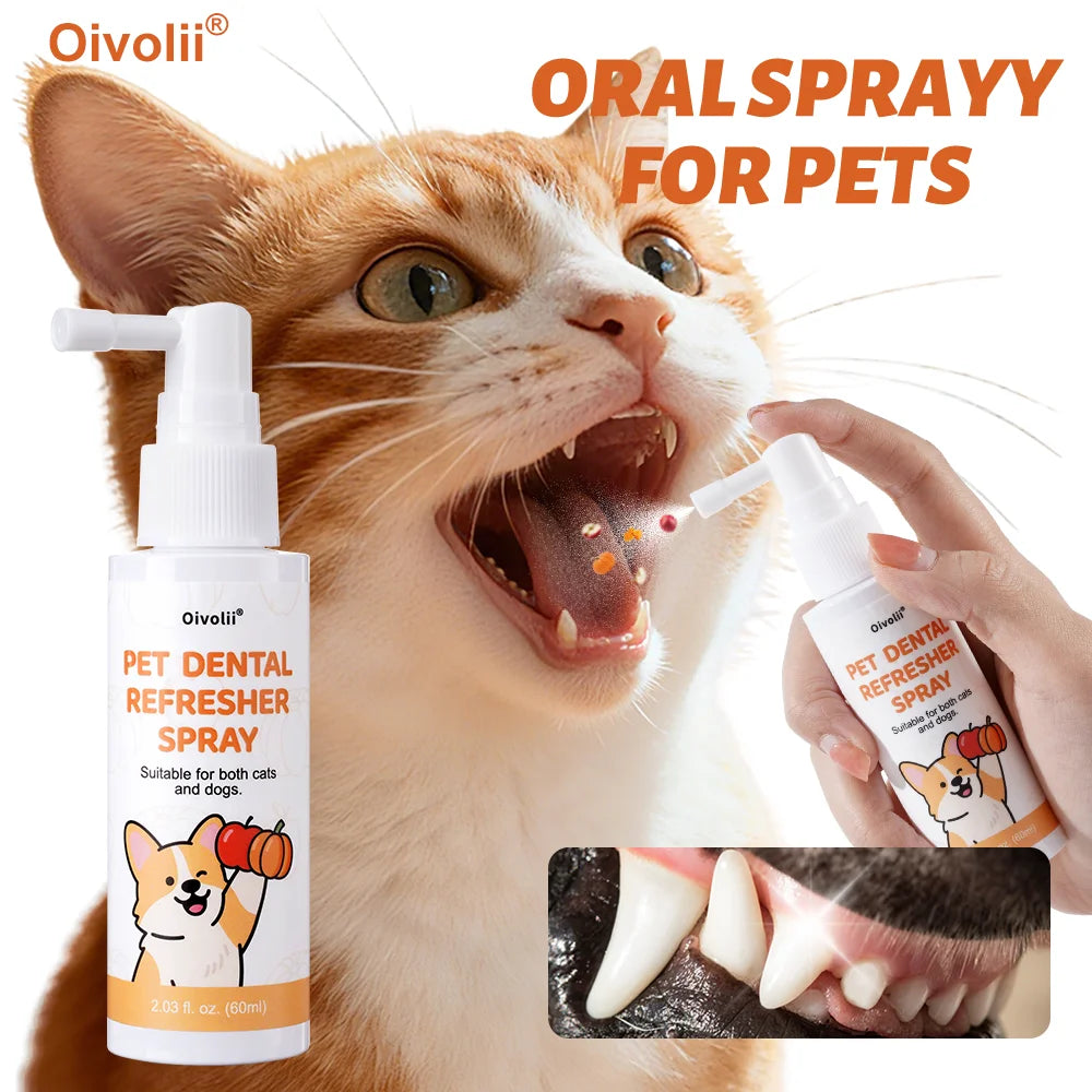 No-Brushing Dental Spray for Dogs & Cats — Multi-Plant Plaque Remover, 60ml