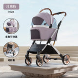 Premium Detachable Pet Stroller Multifunction Separable Carrier Ultra Lightweight One Click Folding Portable Travel Stroller for