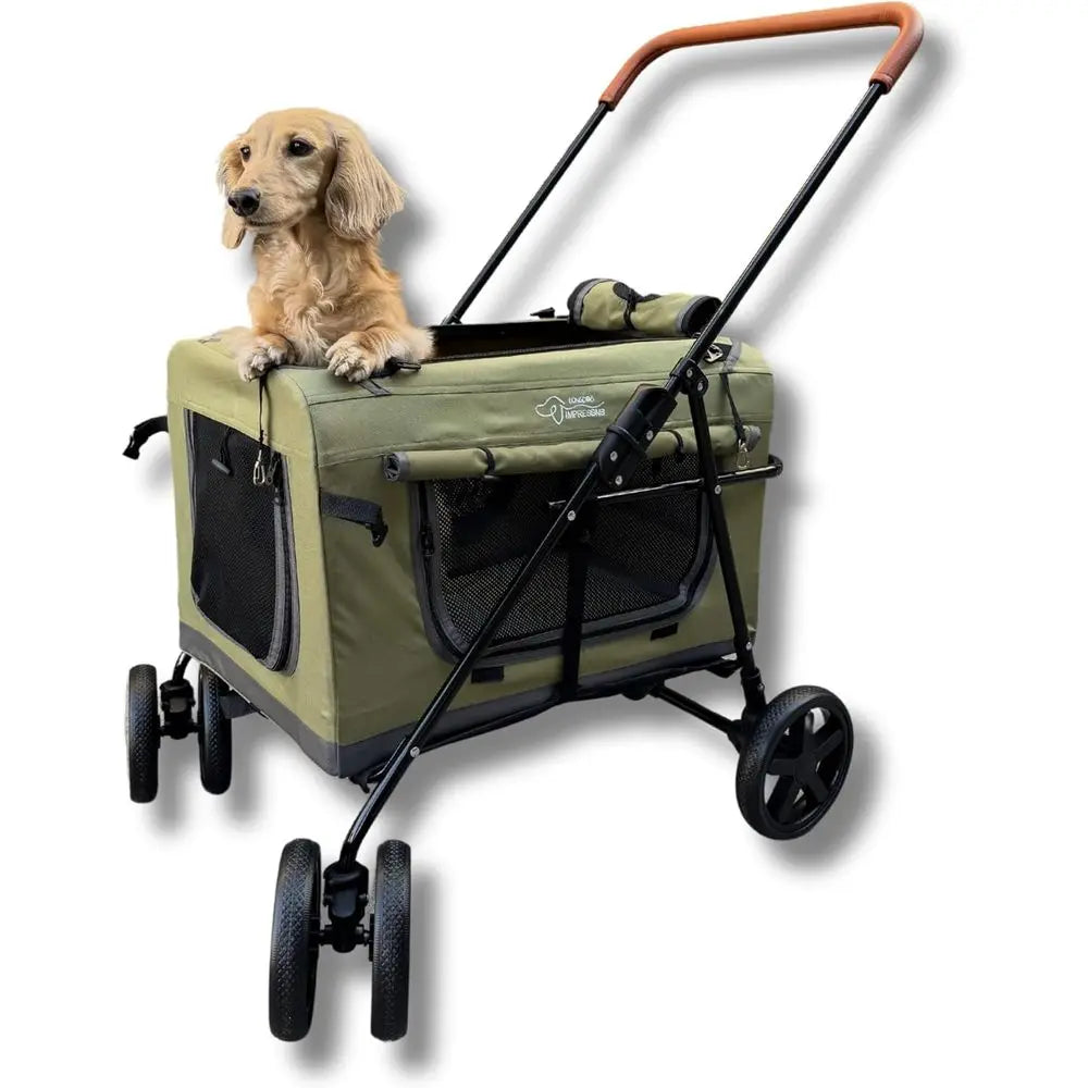Foldable Pet Jogger Stroller with Detachable Travel Crate for Small & Medium Dogs