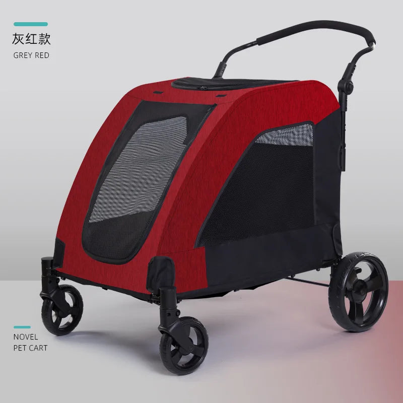 Large High-Capacity Foldable Pet Stroller for Injured & Elderly Cats & Dogs