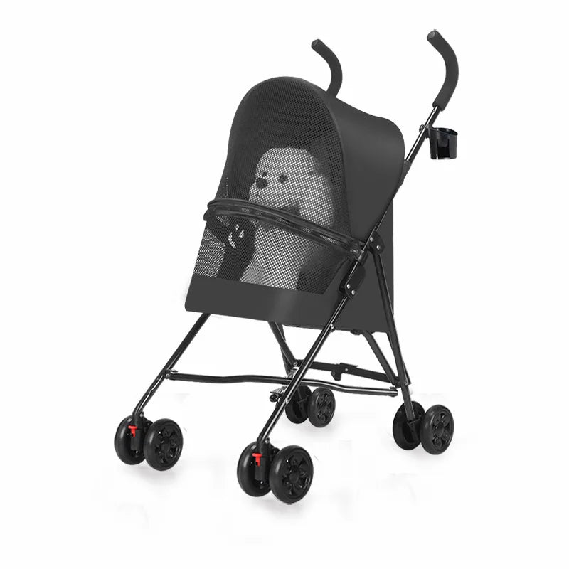 Ultra-Lightweight Compact Foldable Pet Stroller for Small Dogs & Cats — Travel, Shopping & Daily Outing Carrier