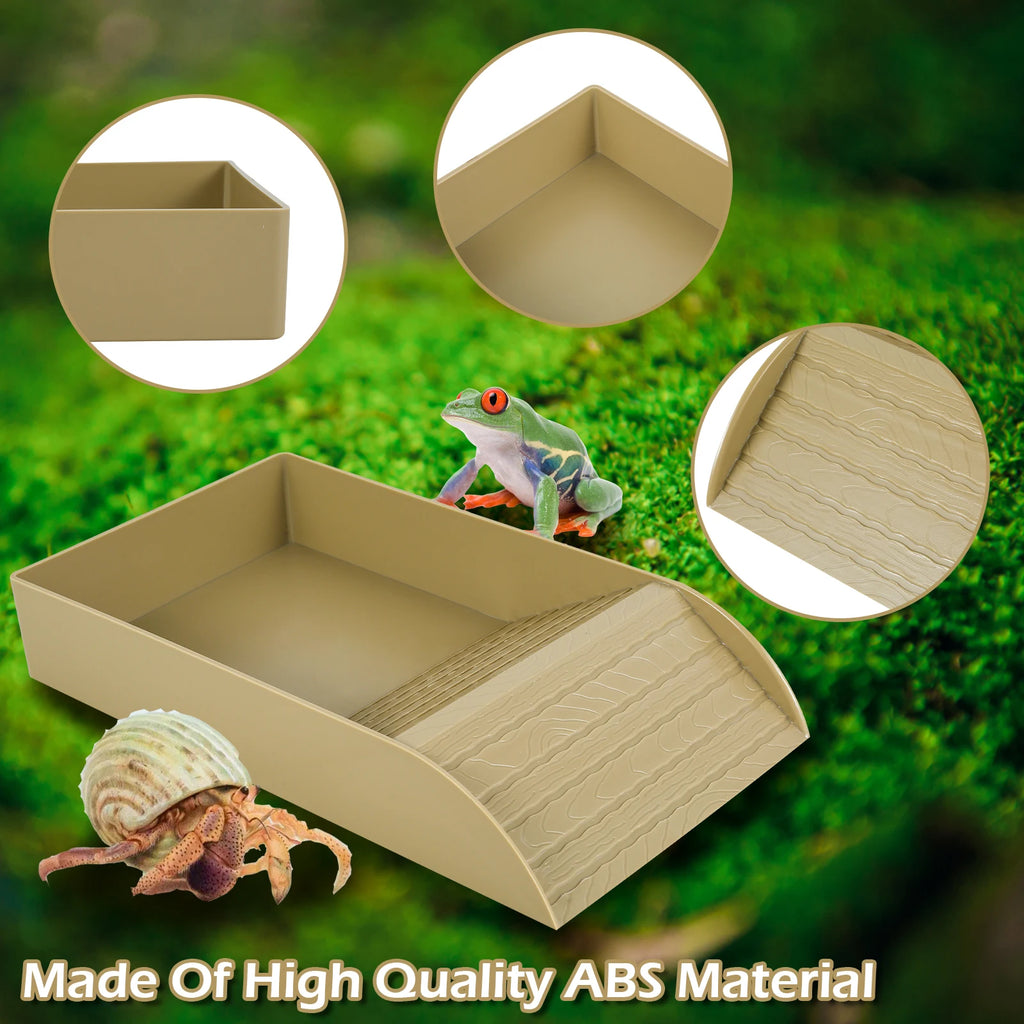 Anti-Slip Tortoise Bathing Dish — Dual-Ramp Food & Water Bowl