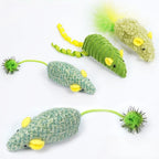 3-Pack Squeaky Catnip Mouse Toys — Rattling Plush Mice for Cats