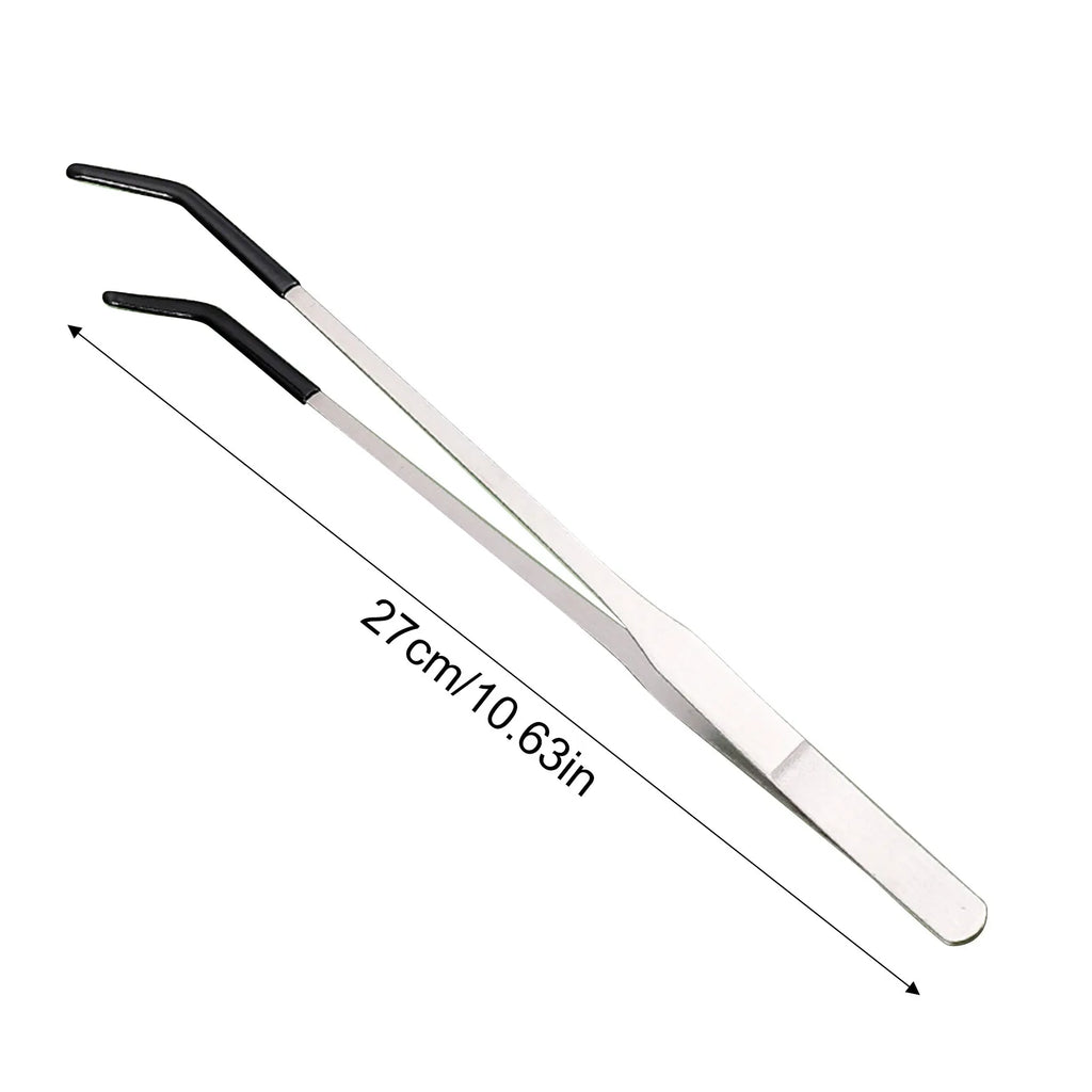 Stainless Steel Reptile Feeding Tongs — Rubber-Tip Tweezers for Safe Hand-Feeding