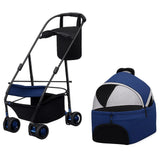 Foldable Pet Stroller with Detachable Carrier, 360° Wheels & Mesh Windows for Dogs/Cats, Lightweight Travel Cart