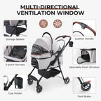 4-Wheel Pet Stroller with 360-Degree Rotating Wheels & Separable Carrier for Dogs & Cats