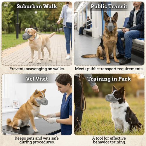 Air Mesh Dog Muzzle (Soft, Flexible, Adjustable Strap, Anti-Bite)