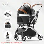 Detachable Aluminum Tube Foldable Pet Stroller Travel Trolley for Cats, Puppies & Dogs — Portable