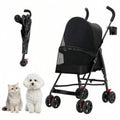 4-Wheel Foldable Pet Stroller with Cup Holder for Puppies & Cats up to 15 lbs