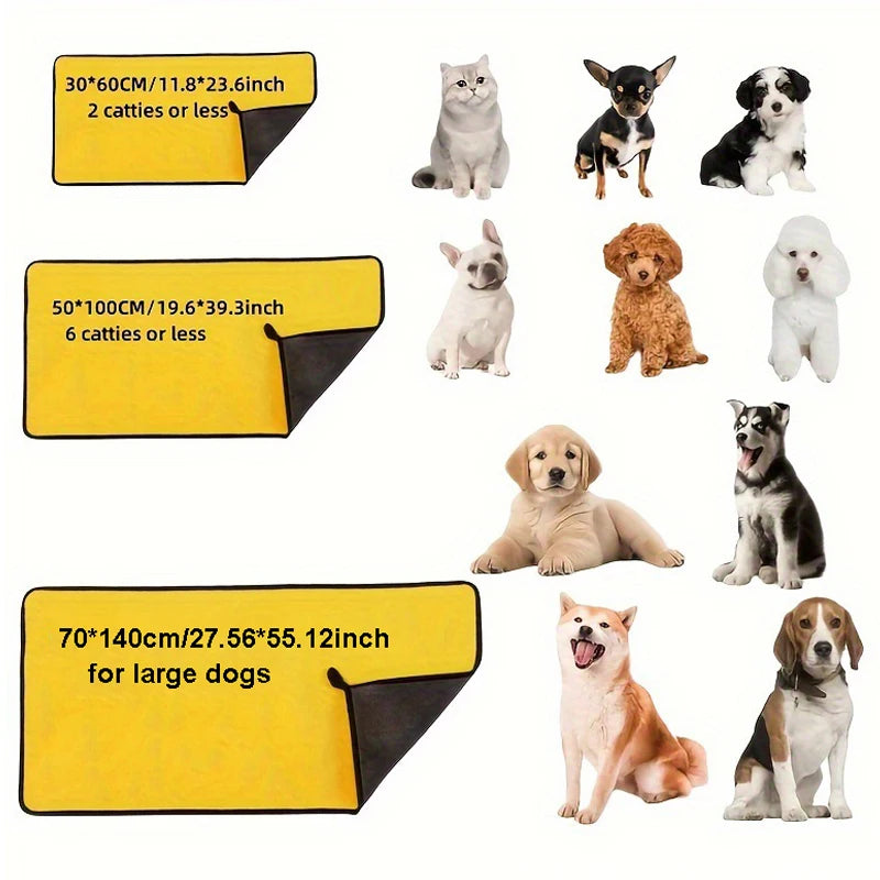 Reusable Microfiber Pet Towel — Quick-Drying, 4 Sizes for Any Breed