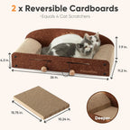 26in Cat Scratcher Lounger with Reversible Pads & Toys