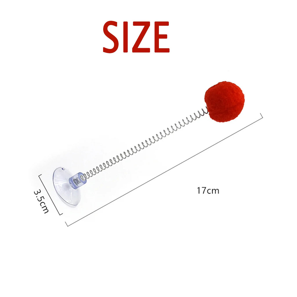 Suction Cup Fur Ball Spring Toy — Hands-Free Bouncing Cat Toy