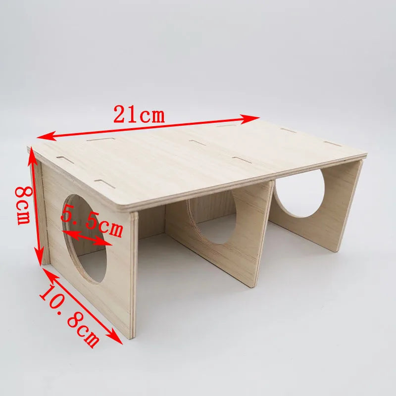 Solid Wood Small Pet Shelter — Natural House for Hamsters & Hedgehogs