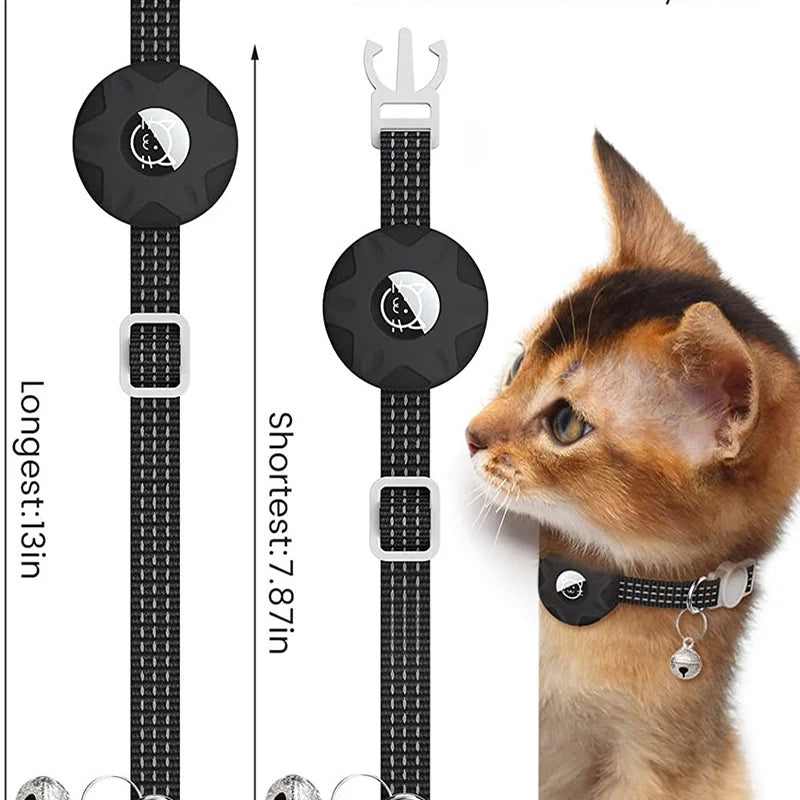 AirTag Collar Silicone Sleeve — Reflective Tracker Holder with Bell