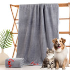 Quick-Drying Pet Bath Towels — Soft Fiber, 60x105cm
