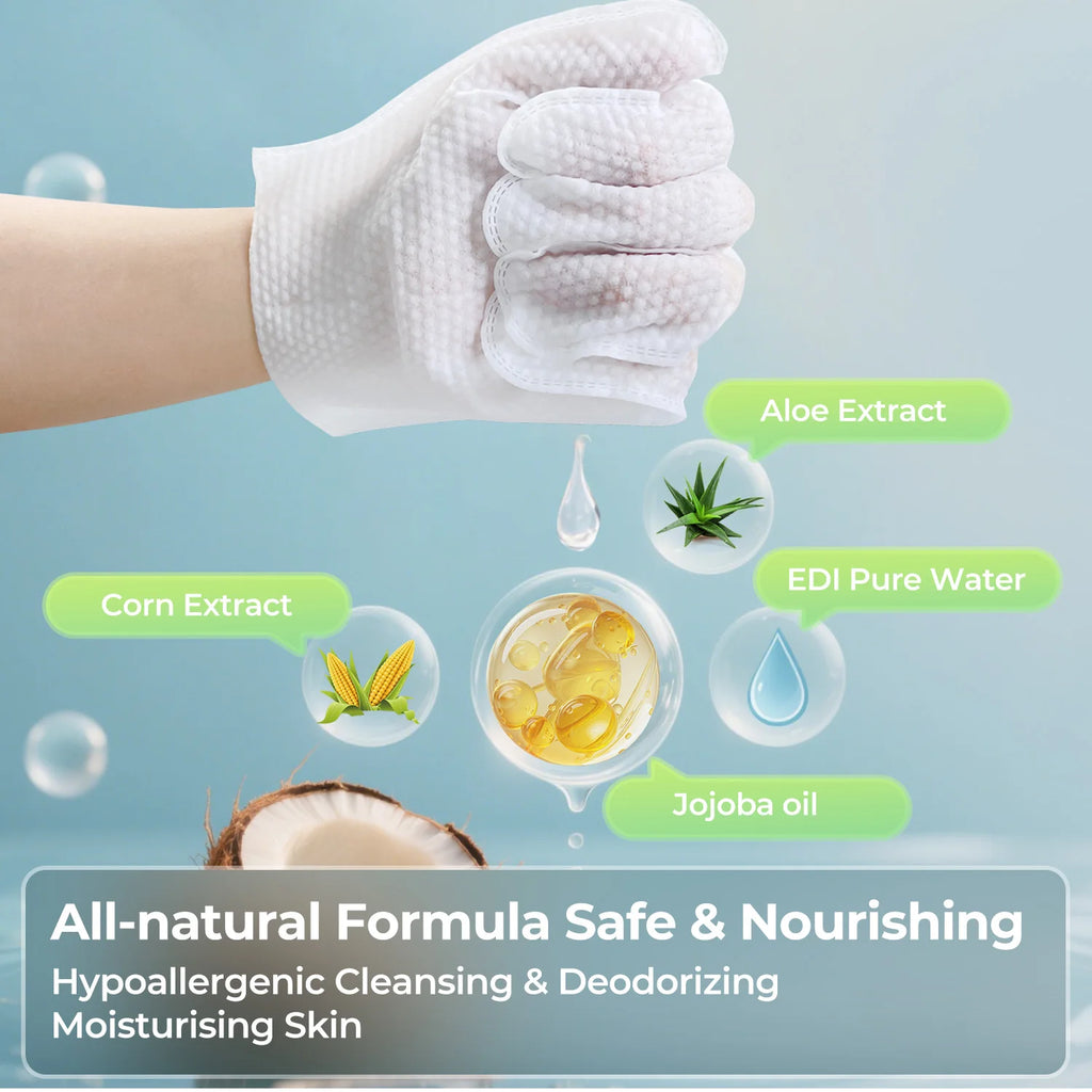 No-Wash Pet Cleaning Gloves — Pack of 6 Disposable Grooming Wipes