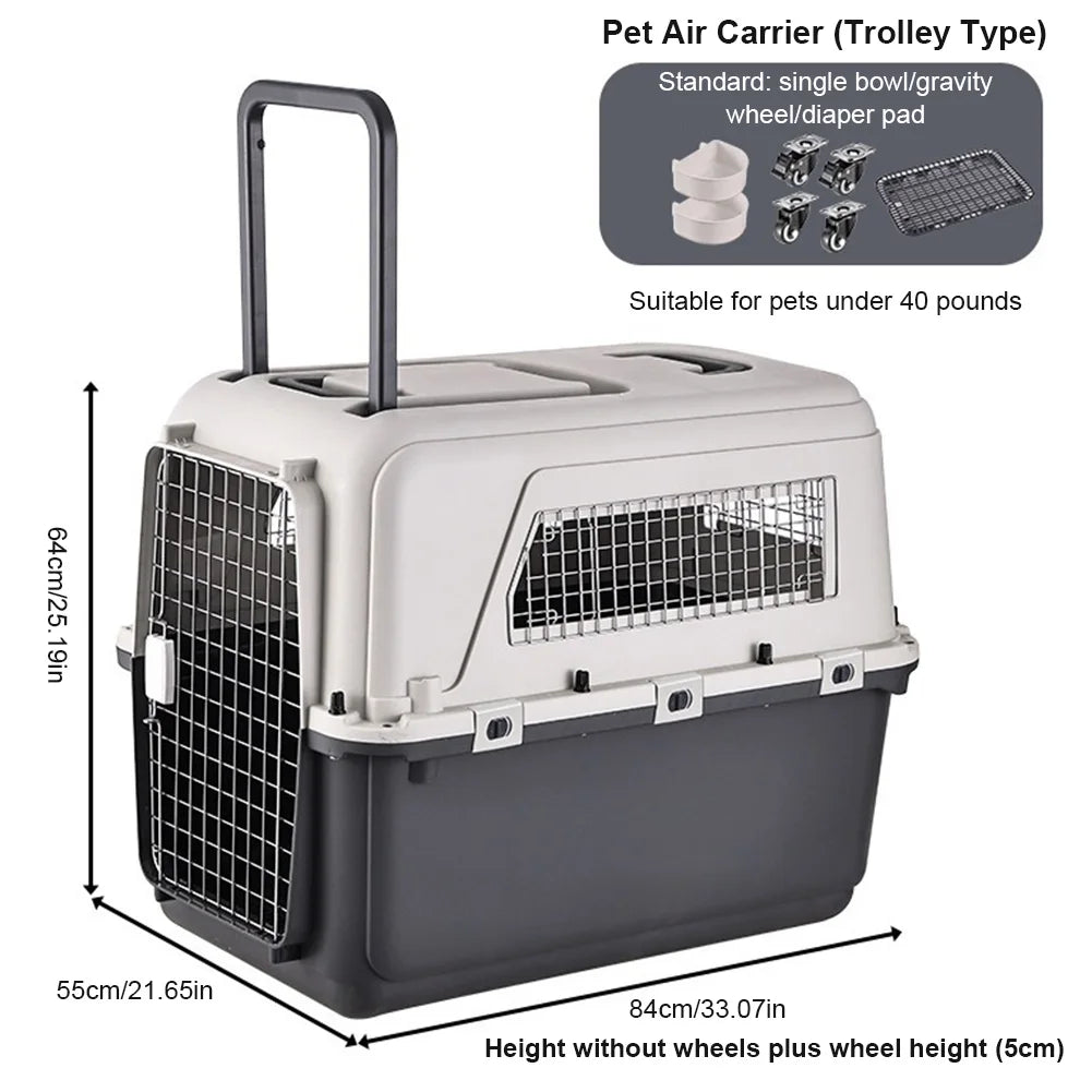 Rolling Wheeled Pet Carrier (Airline-Approved, Dog & Cat, Up to 44 lbs)